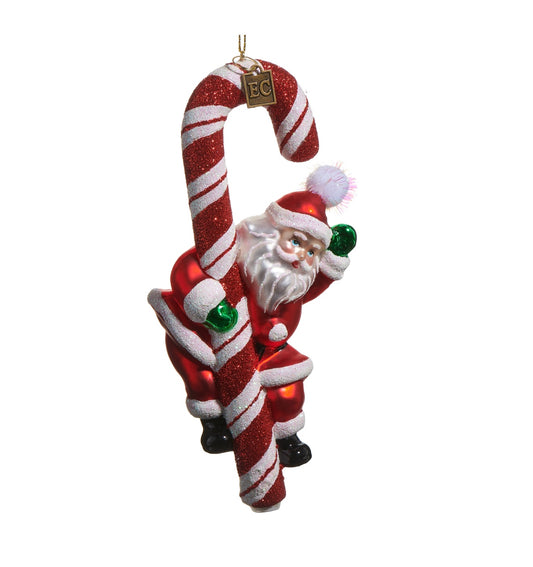 Raz 6.75” Candy Cane Santa Ornament