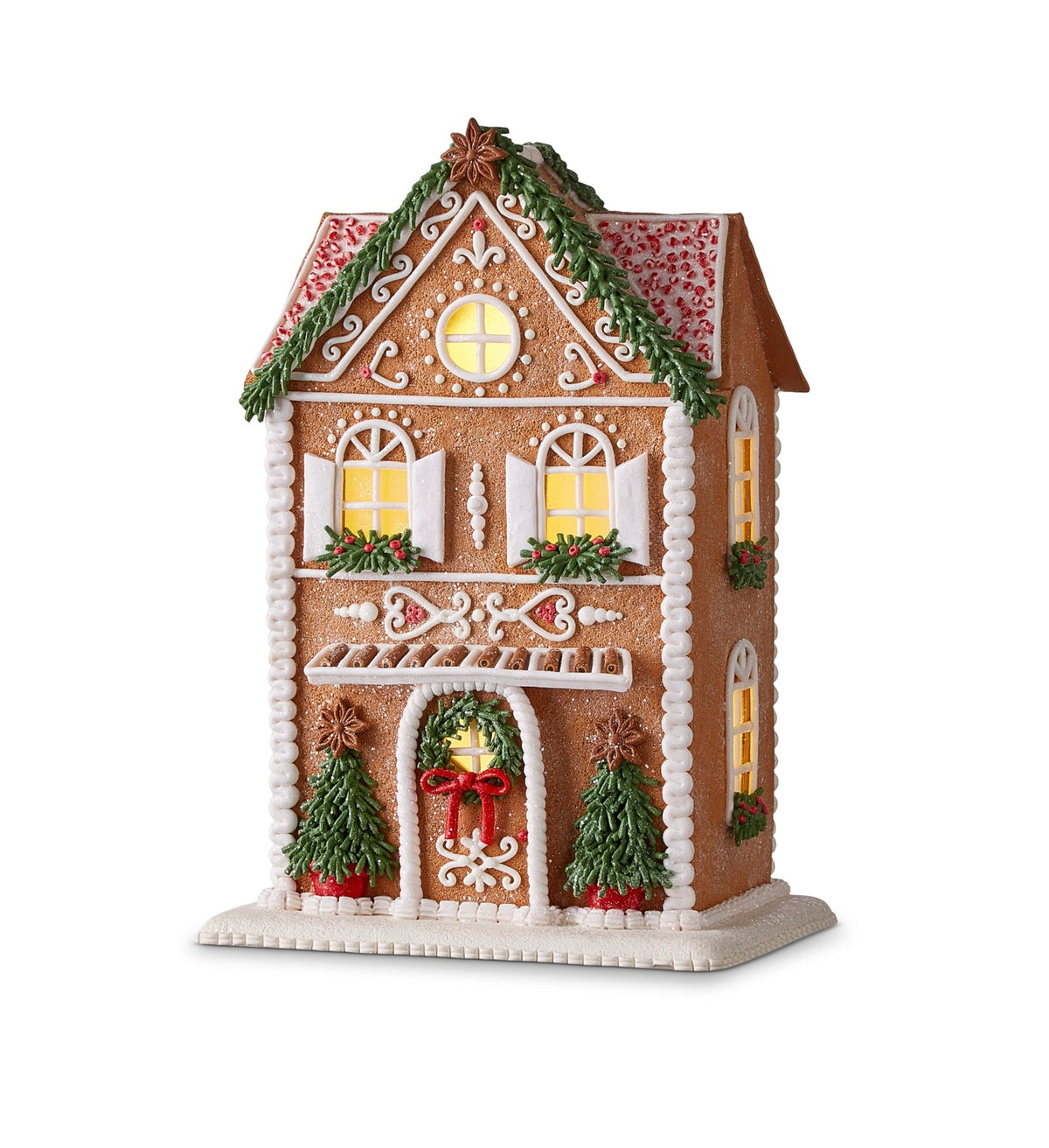 Raz 13” Lighted Gingerbread House with Trees