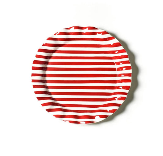Cotton Colors Red Stripe 13” Ruffle Round Platter