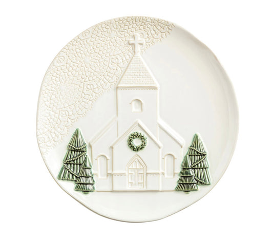 Mud Pie Lace Church Tree Platter