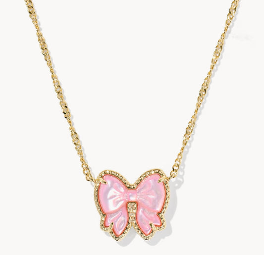 Kendra Scott Haley Bow Short Pendent Necklace: Gold Blush