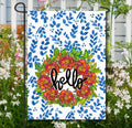 Hello Peony Wreath Garden Flag