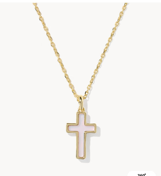 Kendra Scott Gold Cross Matte Blush Pink