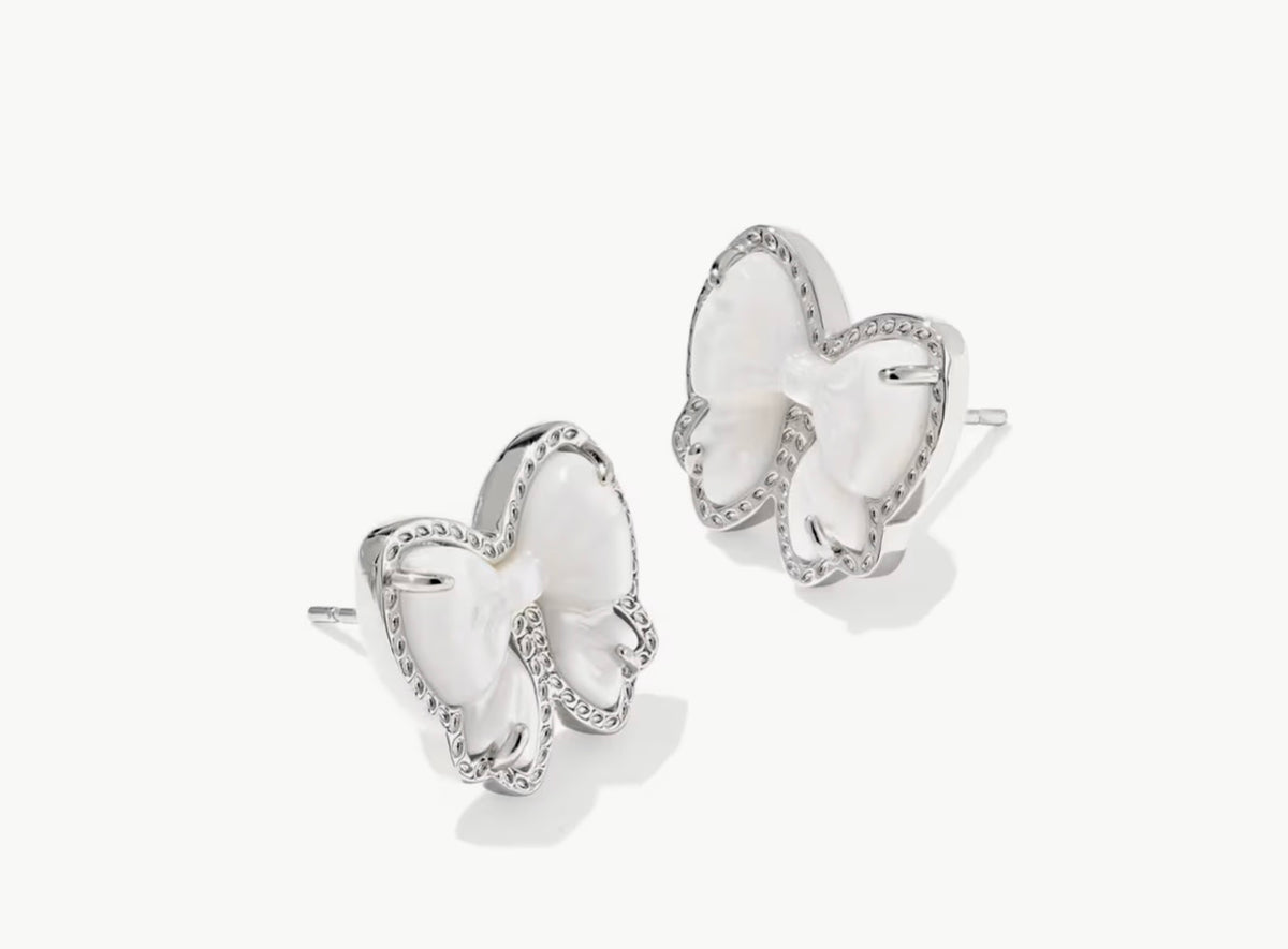 Kendra Scott Haley Bow Stud Earrings : Silver Ivory