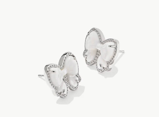 Kendra Scott Haley Bow Stud Earrings : Silver Ivory