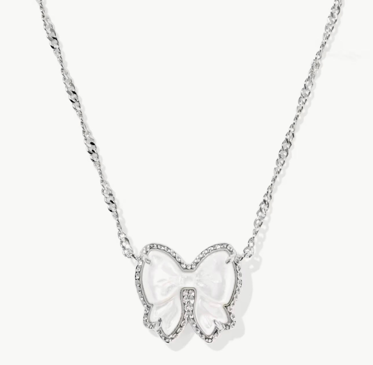 Kendra Scott Haley Bow Short Pendent Necklace: Silver Ivory