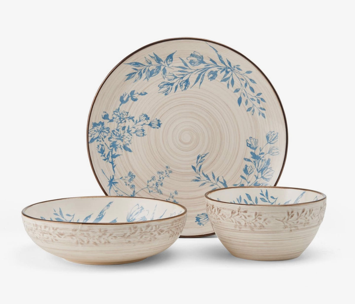 Fitz and Floyd Pfaltzgraff Bella 12pc Set Blue/Brown