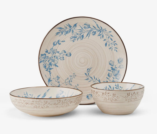 Fitz and Floyd Pfaltzgraff Bella 12pc Set Blue/Brown