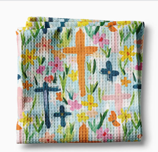 Easter Cross Christian Religious Kitchen Towel Waffle Baking