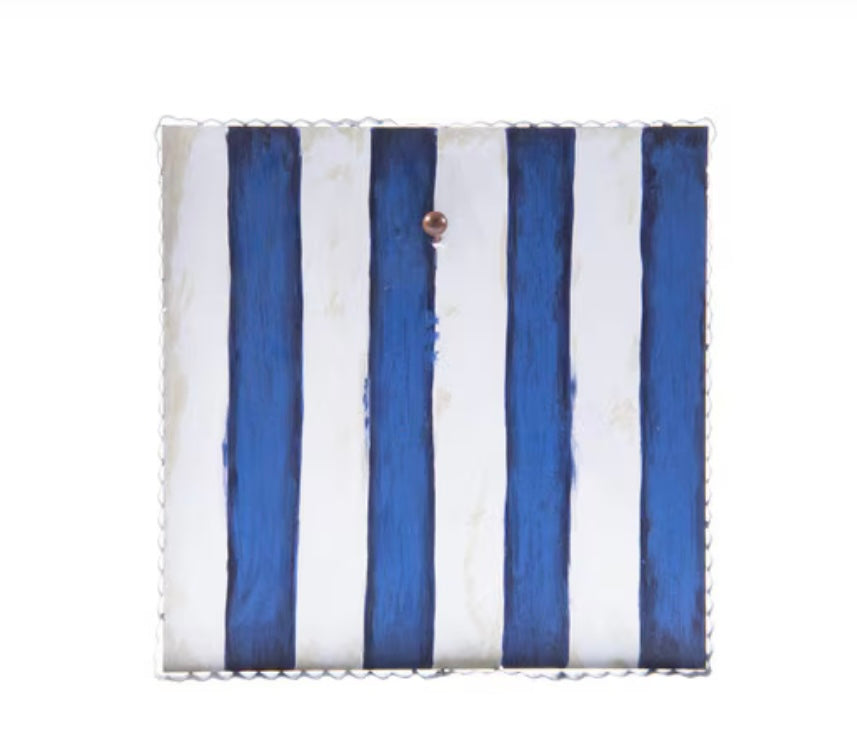 Round Top Blue and White Striped Mini Gallery Display Board
