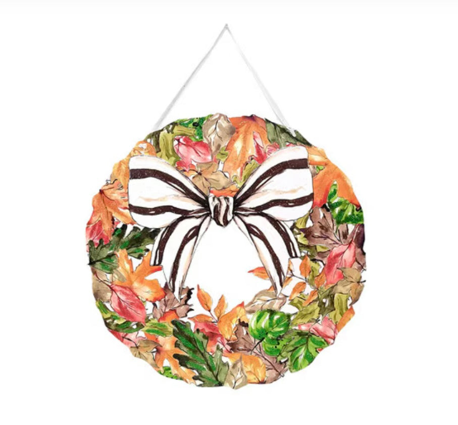 Round Top Festive Leaves PVC Door Hanger