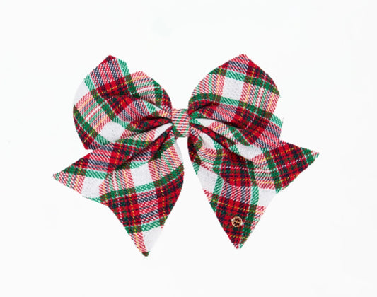 Mary Square Magnetic Bow Holiday Plaid