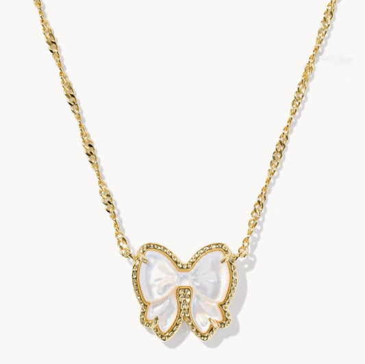 Kendra Scott Haley Bow Short Pendent Necklace: Gold Ivory