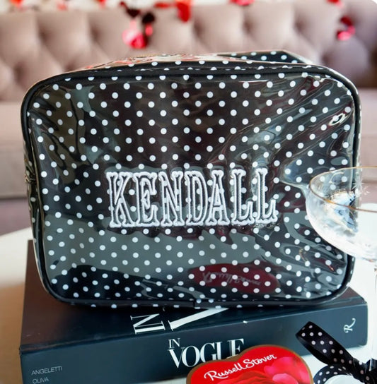 Black Polka Dot - Clear Coat XL Toiletry Bag