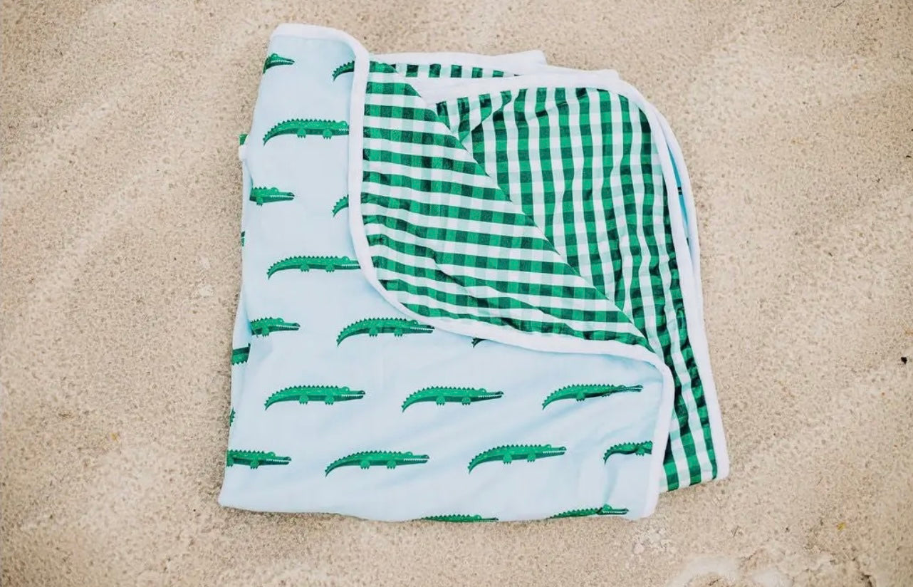 Sugar Bee Swim Towel - Blue Alligator