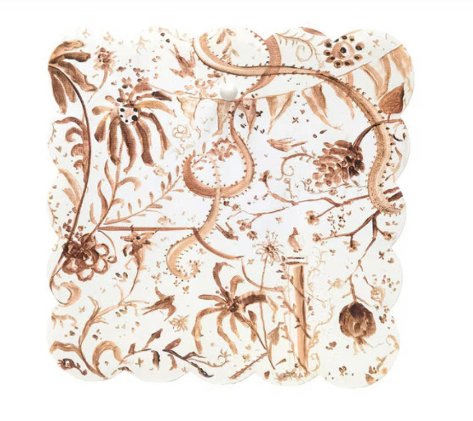 Round Top Chocolate Chinoiserie Scallop Display Board