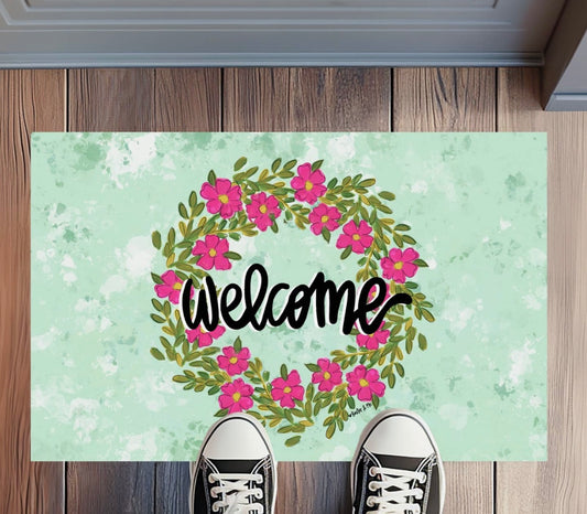 Baxter & Me Pink Petal Welcome Floormat