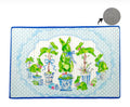 Round Top Rabbits in Pots Bamboo Mat