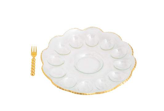 Mud Pie Gold Glass Deviled Egg Tray
