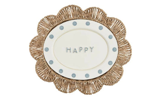 Mud Pie Happy Woven Platter Set