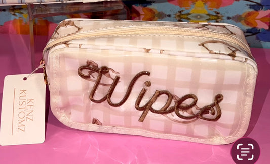 Wipes Pouch - Clear Coat Bag - Tan Saddle Check