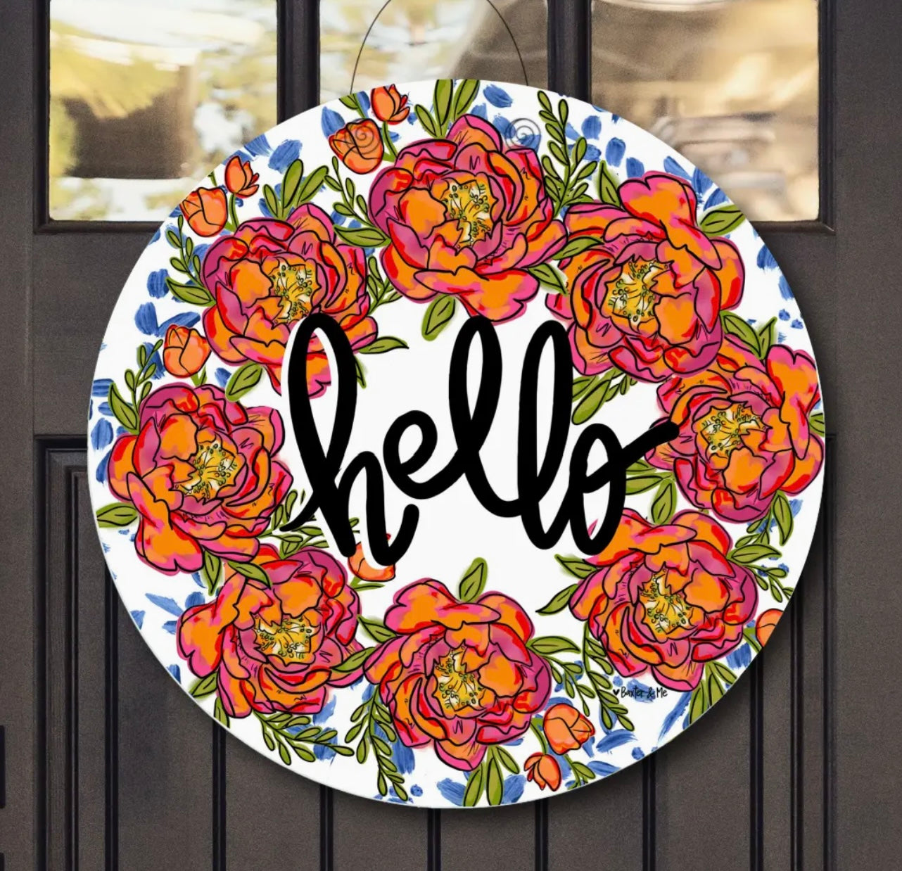 Hello Peony Wreath Door Hanger