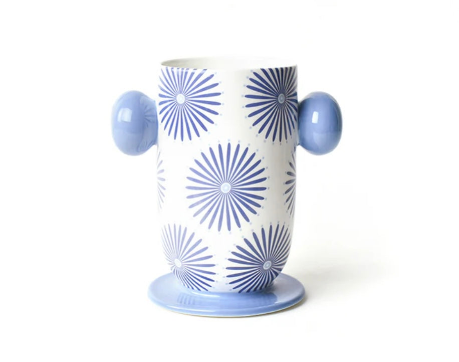 Cotton Colors Iris Blue Large Cylinder Vase with Knob Handles