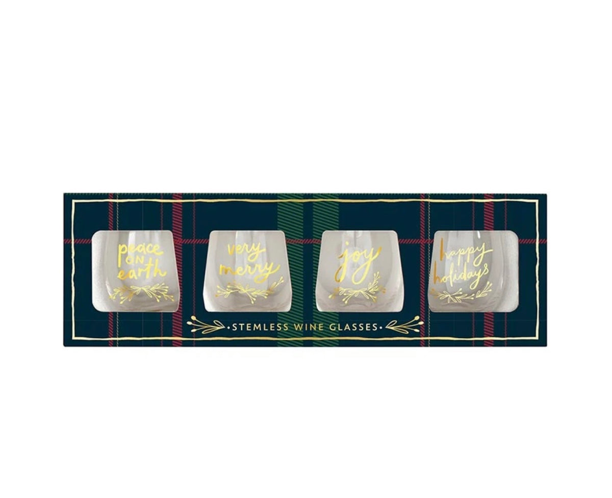 Santa Barbara Boxed Wine Glass Set Very Merry