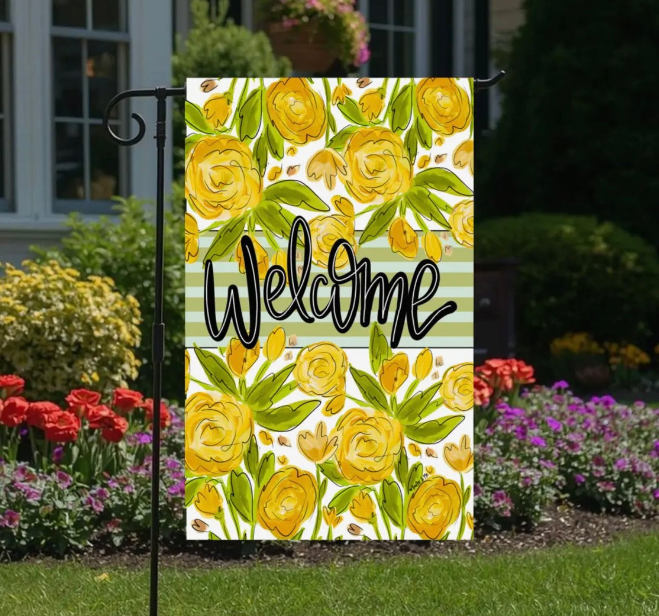 Baxter & Me Welcome Sunny Petals Garden Flag