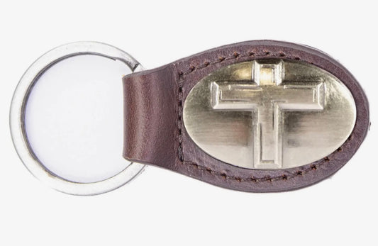 Zep Pro Christian Cross Oval Leather Keychain