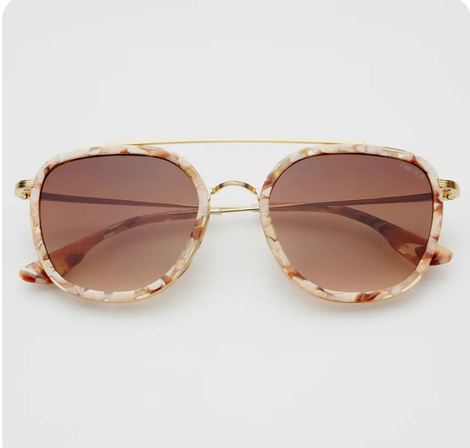 Freyers Eyewear Weston Acetate Round Unisex Sunglasses - Pink Pearl/Brown