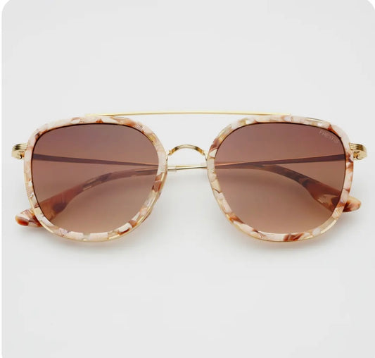 Freyers Eyewear Weston Acetate Round Unisex Sunglasses - Pink Pearl/Brown