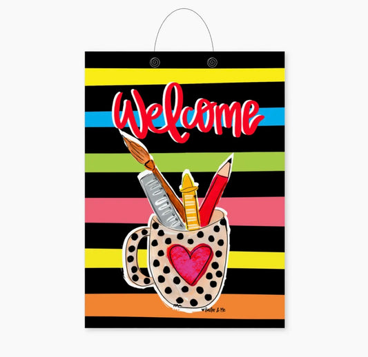 Welcome Teacher Supply Cup Door Hanger