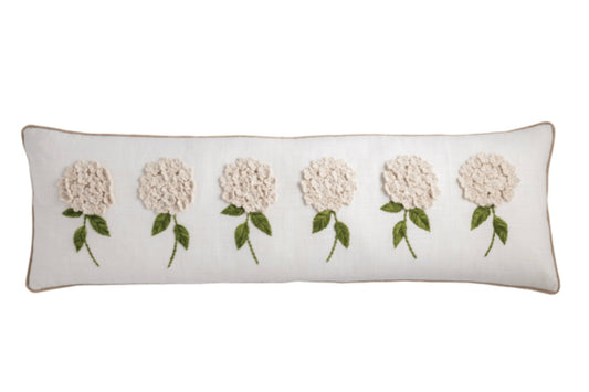 Mud Pie White Floral Embroidery Pillow